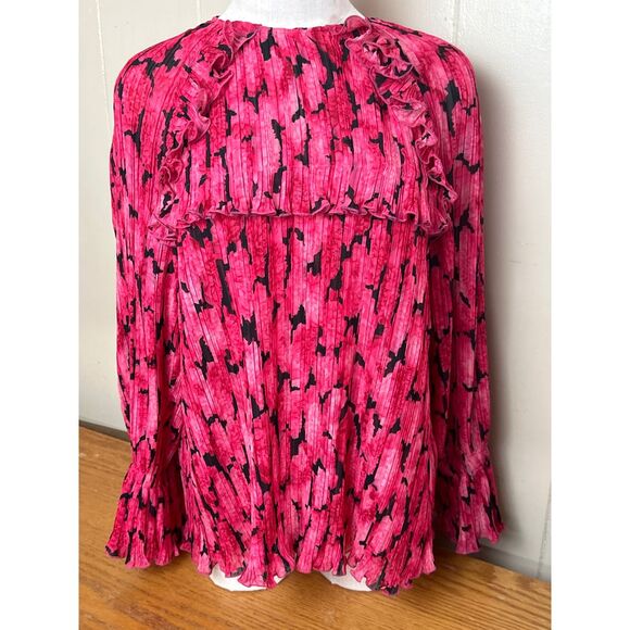 Kenzo Top‎ Women's Large Pleated Peony Print Blouse - Picture 1 of 15
